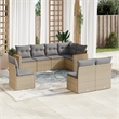 Afuera Living Contemporary Synthetic Poly Rattan 8 Piece  Sofa Set in Beige