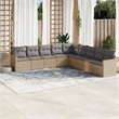 Afuera Living Contemporary 9 Piece Poly Rattan Sofa Set in Gray/Beige