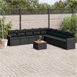 Afuera Living Contemporary 10 Piece Poly Rattan Sofa Set in Black