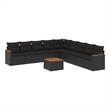 Afuera Living Contemporary 10 Piece Poly Rattan Sofa Set in Black