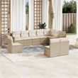 Afuera Living Contemporary 10 Piece Poly Rattan Sofa Set in Beige