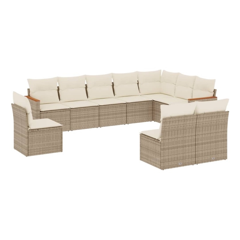 Afuera Living Contemporary 10 Piece Poly Rattan Sofa Set in Beige