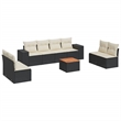 Afuera Living Contemporary 9 Piece Poly Rattan Sofa Set in Black/Cream