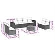 Afuera Living Contemporary 9 Piece Poly Rattan Sofa Set in Black/Cream
