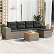 Afuera Living Contemporary Synthetic Poly Rattan 6 Piece Sofa Set in Dark Gray