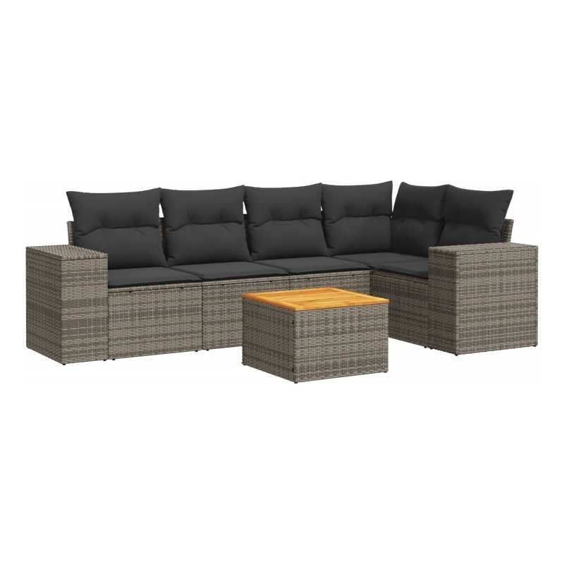 Afuera Living Contemporary 6 Piece Poly Rattan Sofa Set in Gray