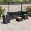 Afuera Living Contemporary 7 Piece Poly Rattan Sofa Set in Black