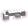 Afuera Living Contemporary 7 Piece Poly Rattan Sofa Set in Black