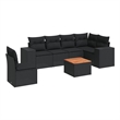 Afuera Living Contemporary 7 Piece Poly Rattan Sofa Set in Black