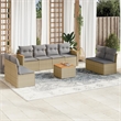 Afuera Living Contemporary 9 Piece Poly Rattan Sofa Set in Gray/Beige