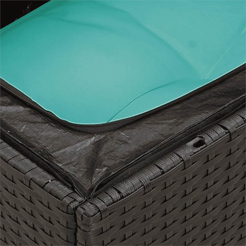 Afuera Living Contemporary 4 Piece Poly Rattan Sofa Set in Black/Blue