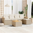 Afuera Living Contemporary Synthetic Poly Rattan 6 Piece Sofa Set in Beige