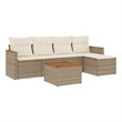Afuera Living Contemporary Synthetic Poly Rattan 6 Piece Sofa Set in Beige
