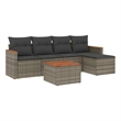 Afuera Living Contemporary Synthetic Poly Rattan 6 Piece  Sofa Set in Gray