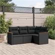 Afuera Living Contemporary 4 Piece Poly Rattan Large Sofa Set in Black