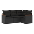 Afuera Living Contemporary 4 Piece Poly Rattan Large Sofa Set in Black