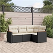 Afuera Living Contemporary 4 Piece Poly Rattan Sofa Set in Black/Cream