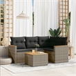 Afuera Living Contemporary Synthetic Poly Rattan 5 Piece Sofa Set in Gray