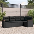 Afuera Living Contemporary 5 Piece Poly Rattan Sofa Set in Black
