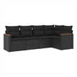Afuera Living Contemporary 5 Piece Poly Rattan Sofa Set in Black