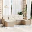 Afuera Living Contemporary 6 Piece Poly Rattan Sofa Set in Cream/Beige