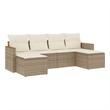 Afuera Living Contemporary 6 Piece Poly Rattan Sofa Set in Cream/Beige