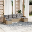 Afuera Living Contemporary 7 Piece Poly Rattan Sofa Set in Beige