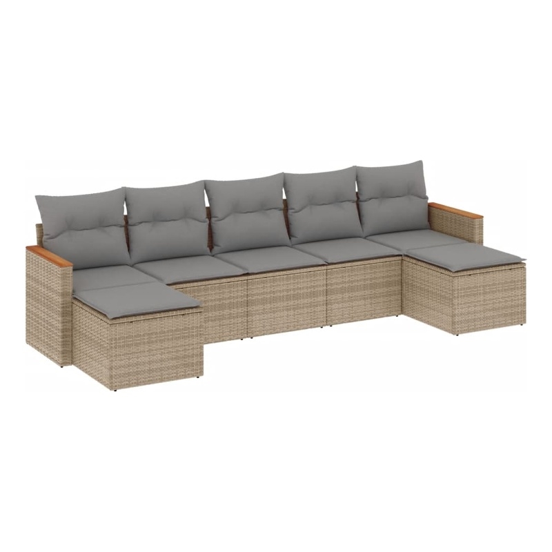 Afuera Living Contemporary 7 Piece Poly Rattan Sofa Set in Beige