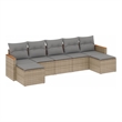Afuera Living Contemporary 7 Piece Poly Rattan Sofa Set in Beige