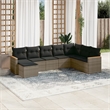 Afuera Living Contemporary Synthetic Poly Rattan 8 Piece  Sofa Set in Gray