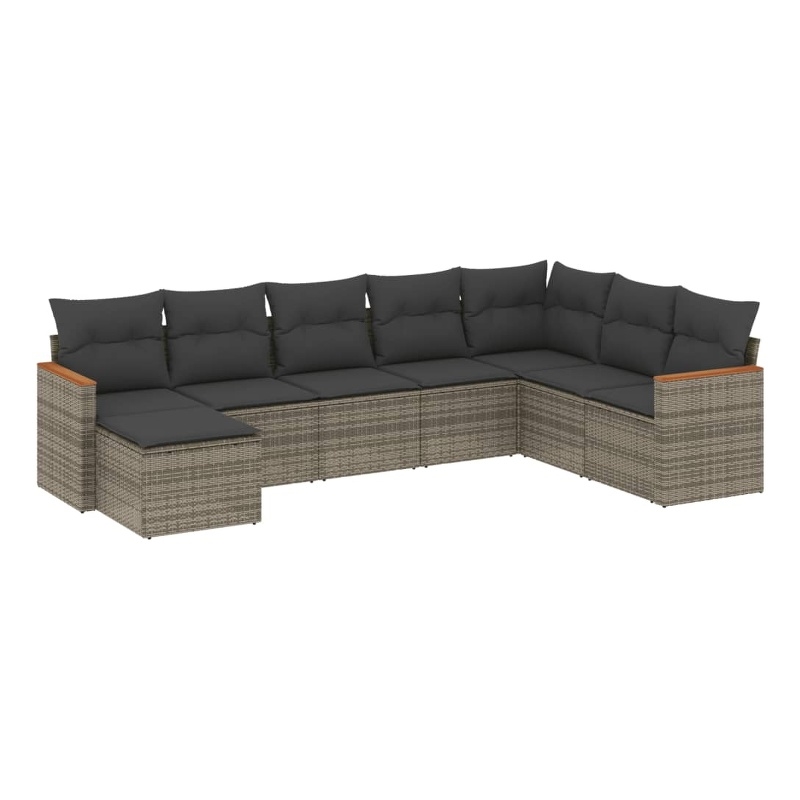 Afuera Living Contemporary Synthetic Poly Rattan 8 Piece  Sofa Set in Gray