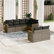 Afuera Living Contemporary Synthetic Poly Rattan 7 Piece Sofa Set in Gray