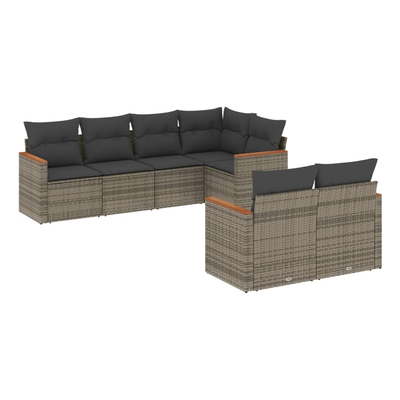 Afuera Living Contemporary Synthetic Poly Rattan 7 Piece Sofa Set in Gray