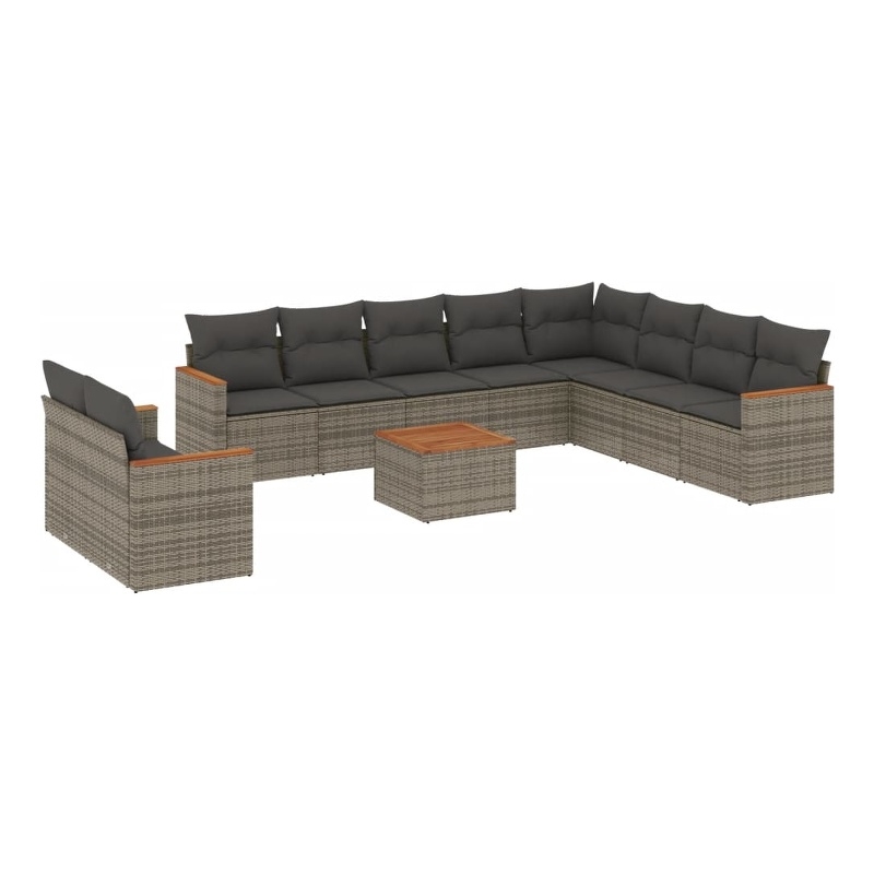 Afuera Living Contemporary Synthetic Poly Rattan Garden Sofa Set in Gray