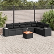 Afuera Living Contemporary 8 Piece Poly Rattan Sofa Set in Black