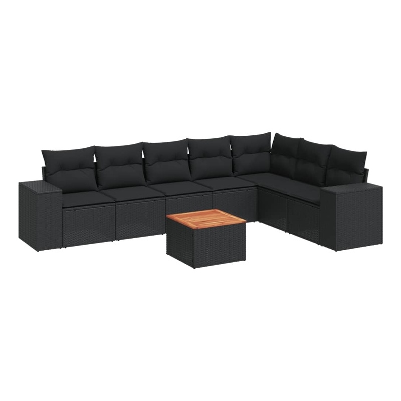 Afuera Living Contemporary 8 Piece Poly Rattan Sofa Set in Black