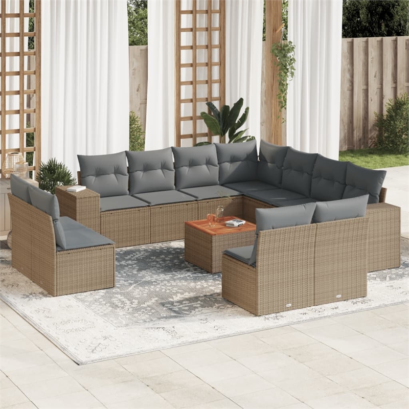 Afuera Living Contemporary 12 Piece Poly Rattan Small Patio Sofa Set