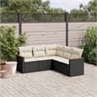 Afuera Living Contemporary 5 Piece Poly Rattan Sofa Set in Black/Cream