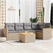 Afuera Living Contemporary Synthetic Poly Rattan 6 Piece  Sofa Set in Beige
