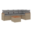 Afuera Living Contemporary Synthetic Poly Rattan 6 Piece  Sofa Set in Beige