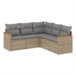 Afuera Living Contemporary Synthetic Poly Rattan 5 Piece  Sofa Set in Beige