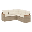 Afuera Living Contemporary 5 Piece Poly Rattan Small Sofa Set in Beige