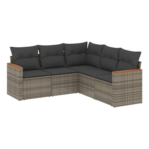 Afuera Living 5 Piece Solid Acacia Wood Sofa Set in Dark Gray