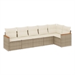Afuera Living Contemporary 6 Piece Poly Rattan Sofa Set in Cream/Beige