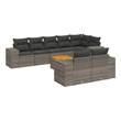 Afuera Living Contemporary Synthetic Poly Rattan 9 Piece Sofa Set in Gray