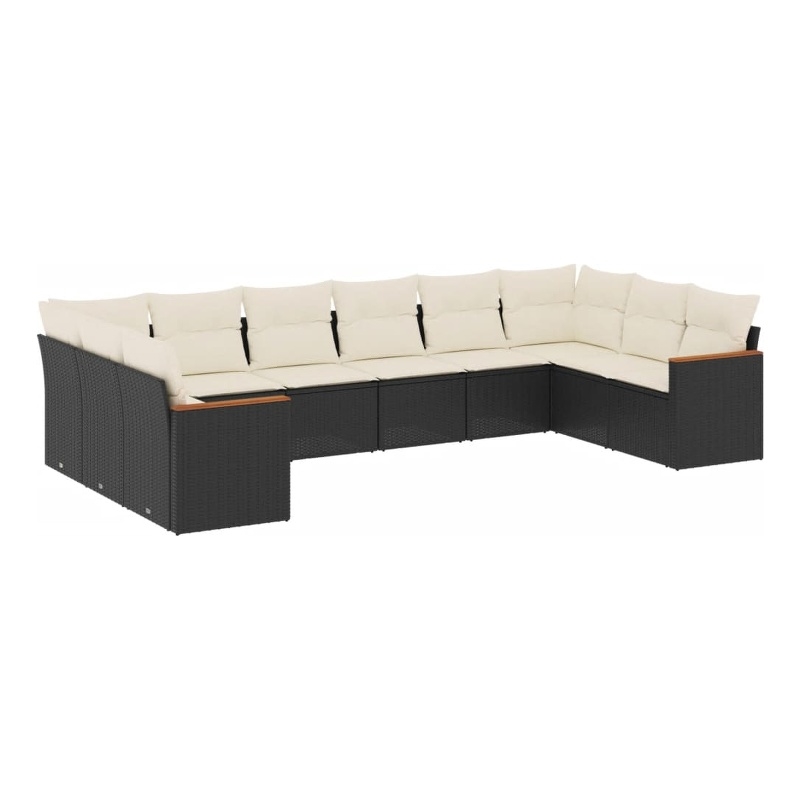 Afuera Living Contemporary 10 Piece Poly Rattan Sofa Set in Black/Cream
