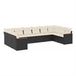 Afuera Living Contemporary 10 Piece Poly Rattan Sofa Set in Black/Cream