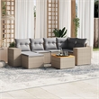 Afuera Living Contemporary Synthetic Poly Rattan 7 Piece  Sofa Set in Beige