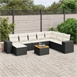 Afuera Living Contemporary 9 Piece Poly Rattan Sofa Set in Black