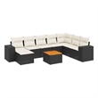 Afuera Living Contemporary 9 Piece Poly Rattan Sofa Set in Black